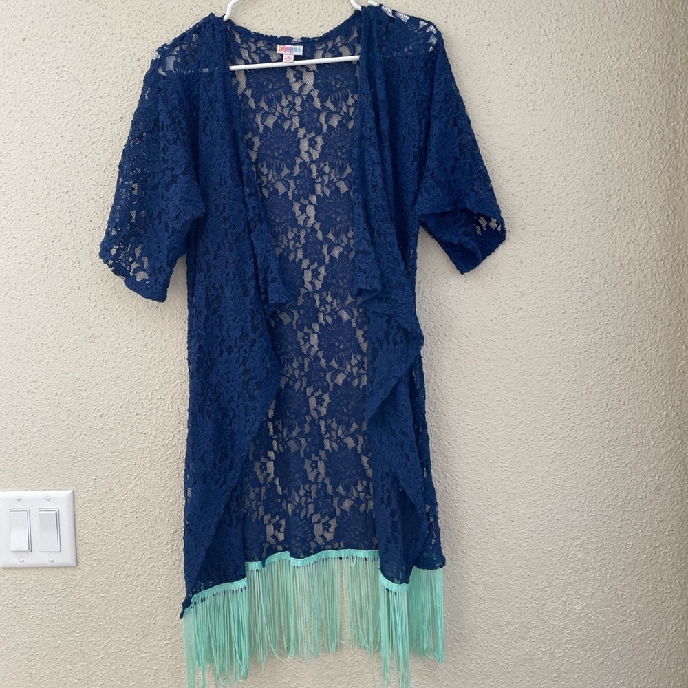 Small LuLaRoe Navy Blue Lace Cardigan